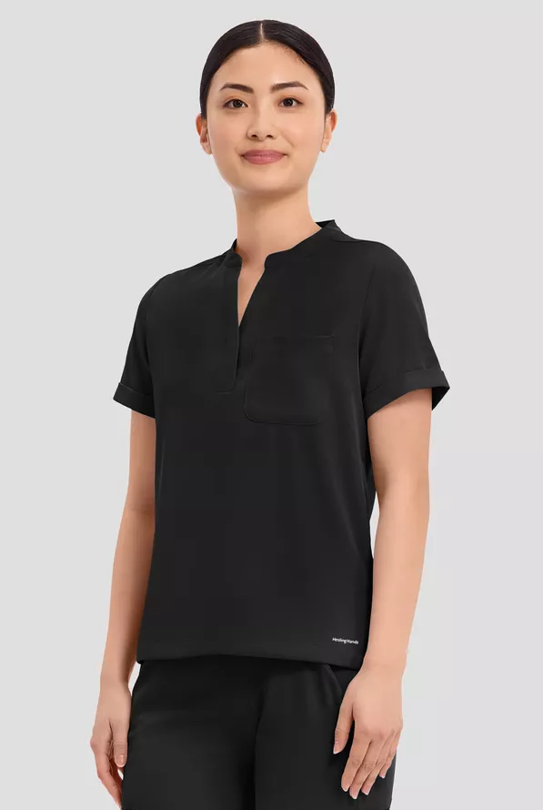 Top Healing Hands cuello mao Uniformes médico